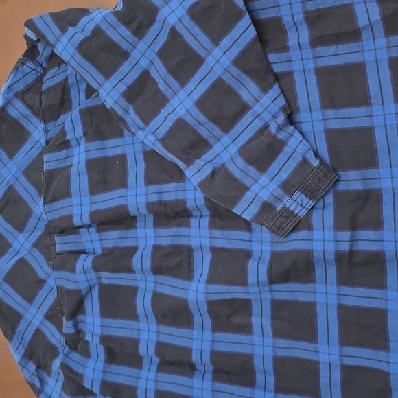 BURBERRY BRIT  Blue and Black Checkered Plaid Flannel Women's Shirt Sz XL - Picture 6 of 7